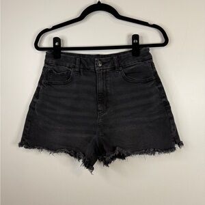 American Eagle High Rise Black Jean Shorts Women’s 6 Frayed Hem Stretch Denim